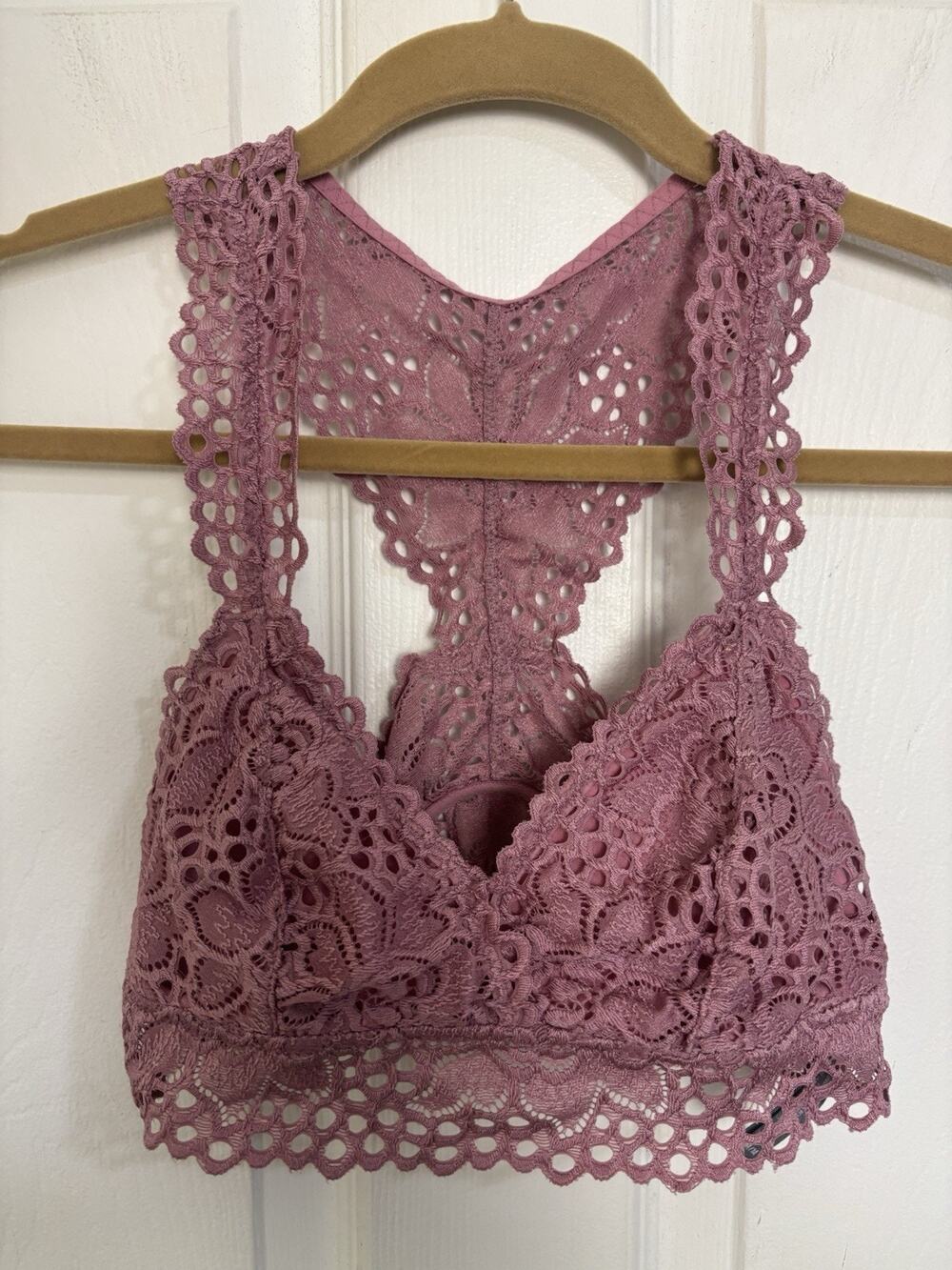 Aerie Dusty Rose Floral Lace Racerback Bralette Medium